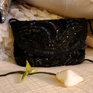 ⛄️Little black evening bag with sequins and beads